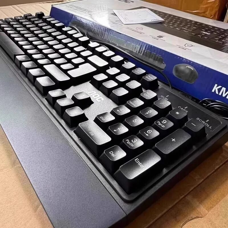 Комплект клавиатуры и мыши AOC KM150 с подставкой для запястья, проводной, эргономичный дизайн, 1200 dpi