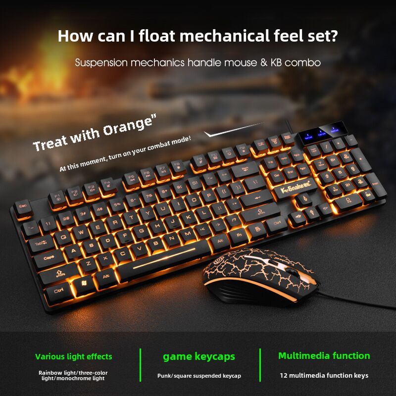 Игровой комплект клавиатура и мышь Viper KM320 с подсветкой, подвесной дизайн, USB