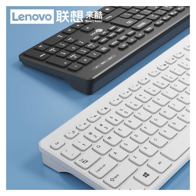 Комплект беспроводная клавиатура и мышь Lenovo KB201, на батарейках, стильный дизайн