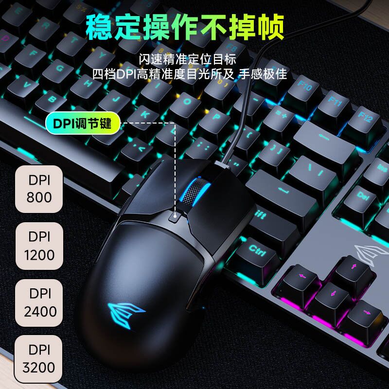 Механическая клавиатура и мышь Power E-Zu GK100, зелёные свитчи, подсветка, USB