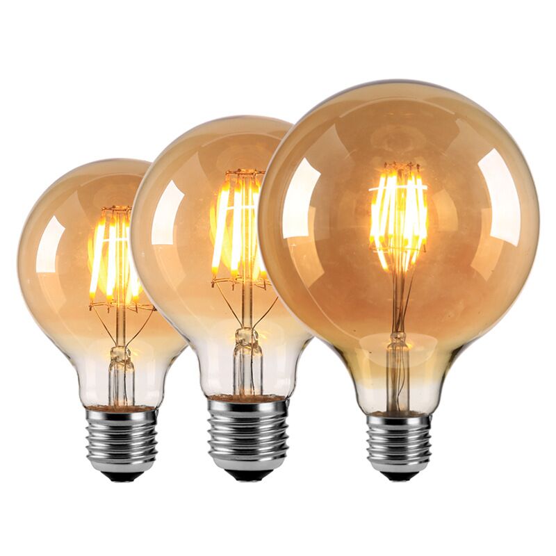 Филаментная LED-лампа Эдисона, ретро, тонированная колба G80/G95/G125, цоколь E27, 4–8 Вт