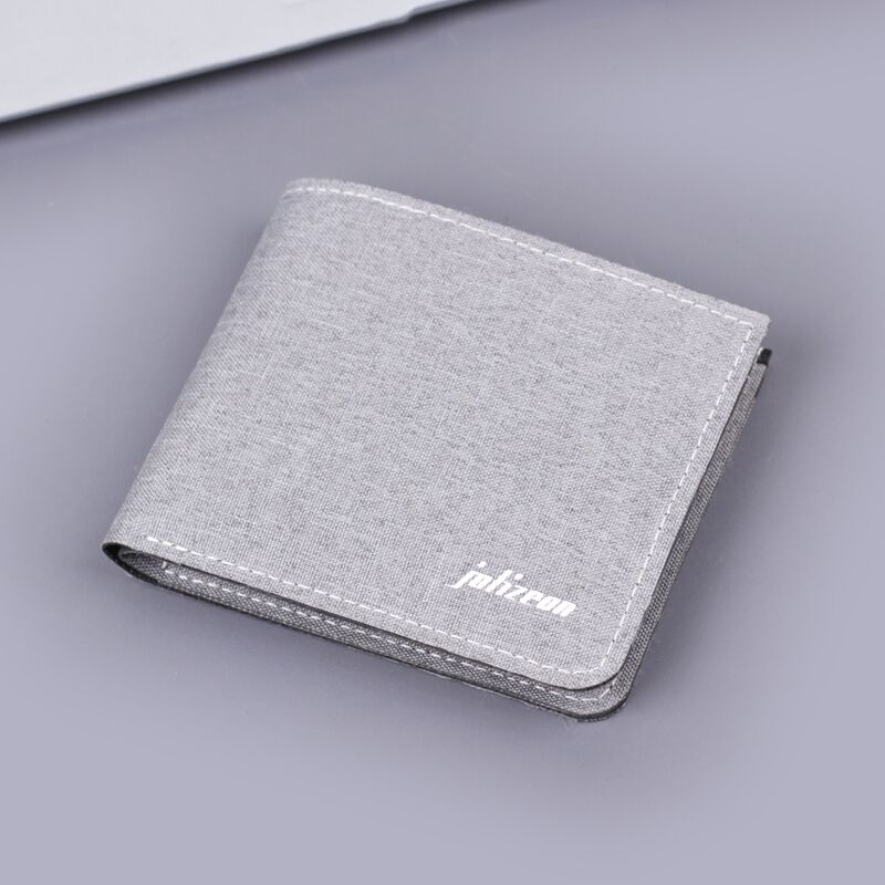 Мужской кошелёк Jolizeon 832 из canvas, короткий, тонкий, 2 сложения, горизонтальный