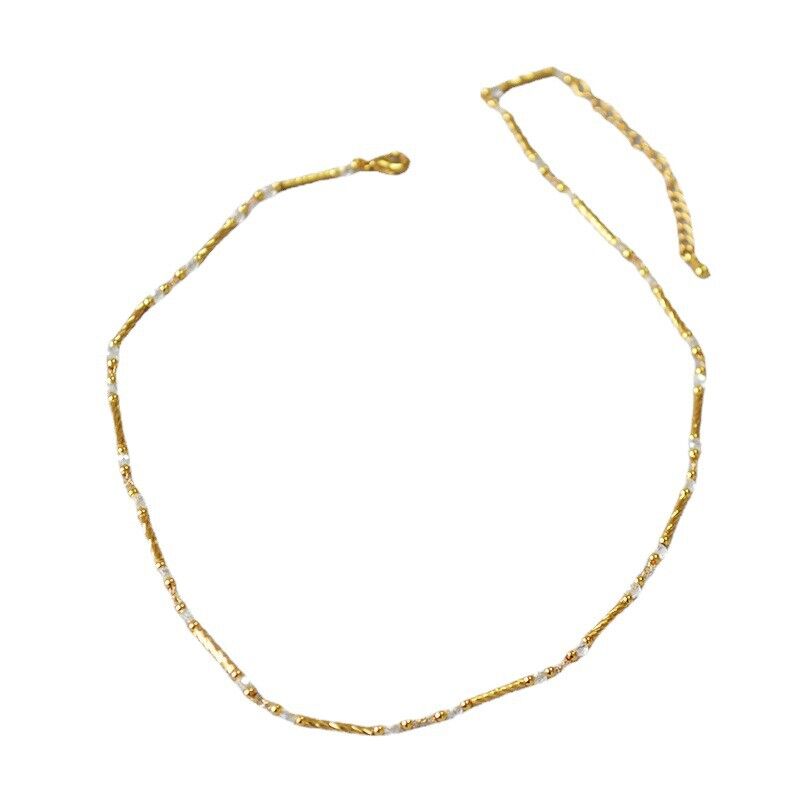 Колье Miya Sophia Jewelry из гранёных трубочек и белых кристаллов, латунь с позолотой, 41–50 см