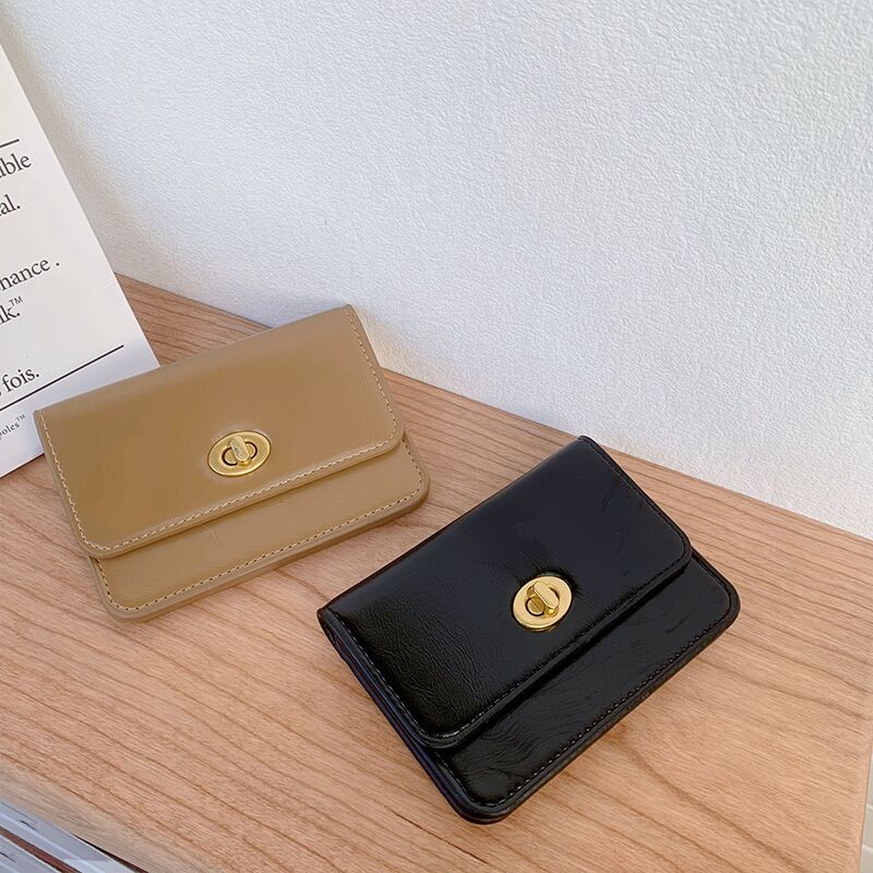 Кошелёк женский мини Enibe C375-1, тонкий, экокожа, двойное сложение, защита RFID, цвета макарон