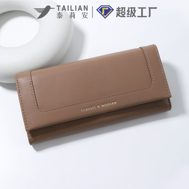 Женский длинный кошелёк Tailian T5601-182, 3 сложения, комбинированный, PU-кожа, деловой стиль