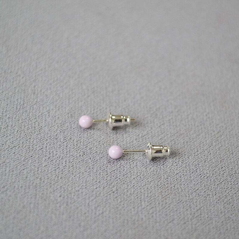 Серьги-гвоздики из серебра 925 с цветной эмалью, бусина 3 мм, Miya Sophia Jewelry, для поддержания проколов