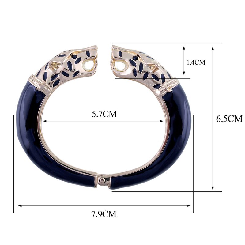 Открытый браслет-бэнгл Kaymen Jewelry с головой волка и эмалью, сплав с покрытием под золото, 70 г