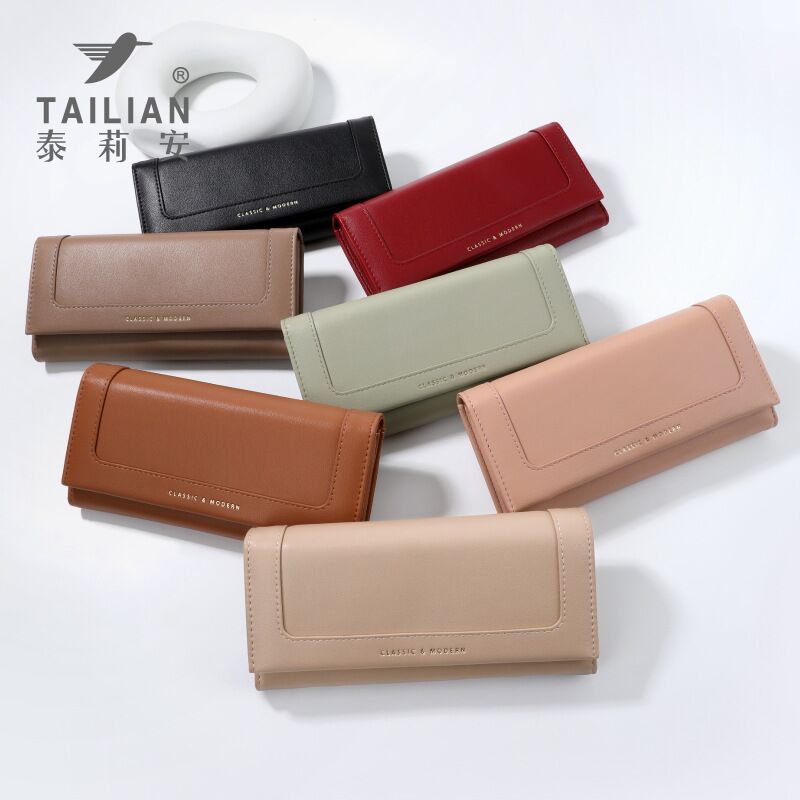 Женский длинный кошелёк Tailian T5601-182, 3 сложения, комбинированный, PU-кожа, деловой стиль