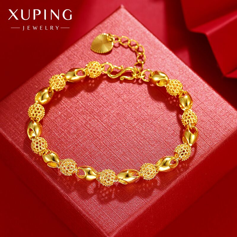 Браслет Xuping Jewelry из ажурных бусин, медный сплав с позолотой, гладкая поверхность, женский