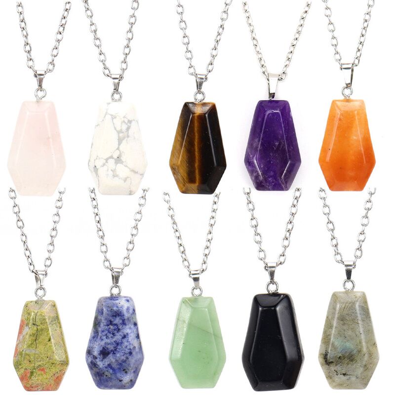 Кулон-мини «гроб» Xuying jewelry из натурального камня на цепочке 53 см, к Хэллоуину