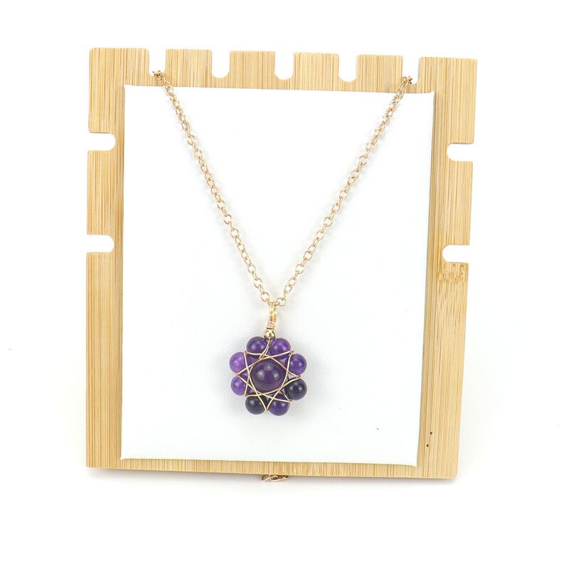 Ожерелье с подвеской-цветком Xuying Jewelry, натуральные камни, обмотка золотистой проволокой, 53 см