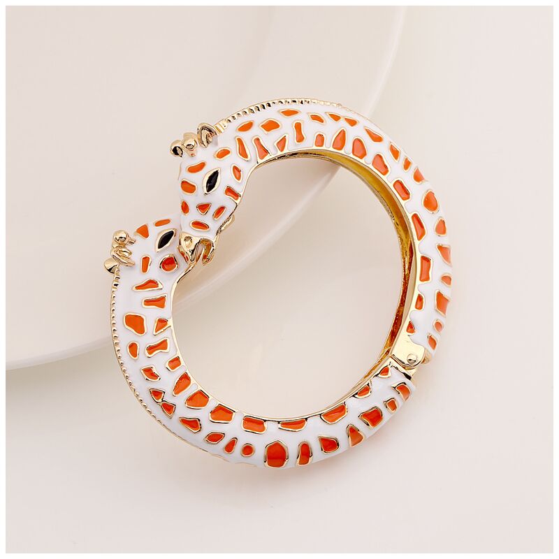 Браслет-бэнгл KAYMEN JEWELRY открытый, эмаль с зебровым узором, цинковый сплав, винтаж