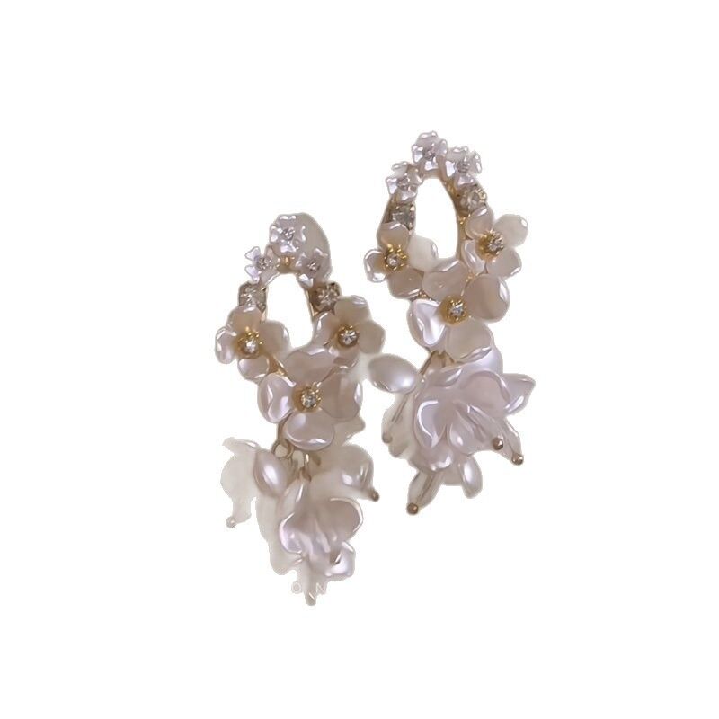 Серьги-подвески kaitin jewelry с ажурным цветком и кристаллами, капля, ретро, серебряная игла