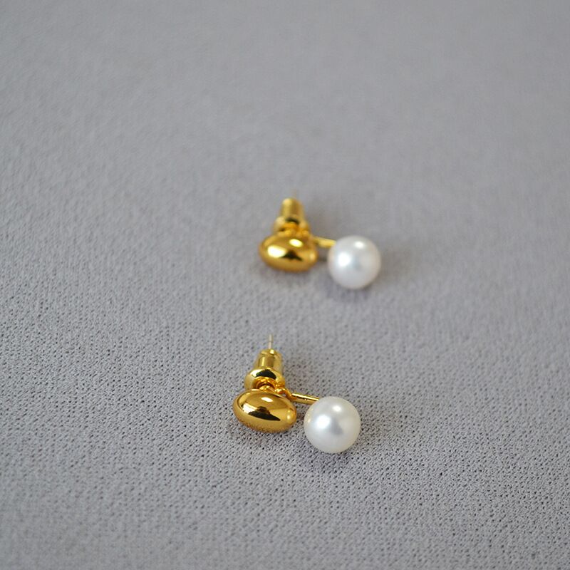 Серьги-гвоздики miya sophia jewelry с пресноводным жемчугом и шариком, съёмные, игла серебро 925
