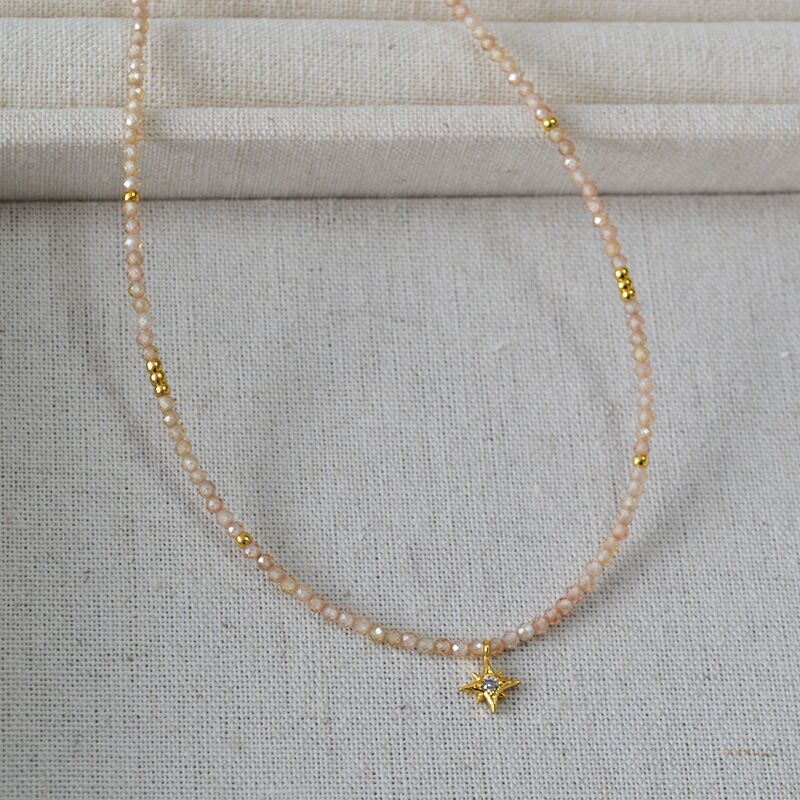 Колье mia sophia jewelry с бусинами циркона цвета шампань и подвеской-звездой, 39–40 + 5 см