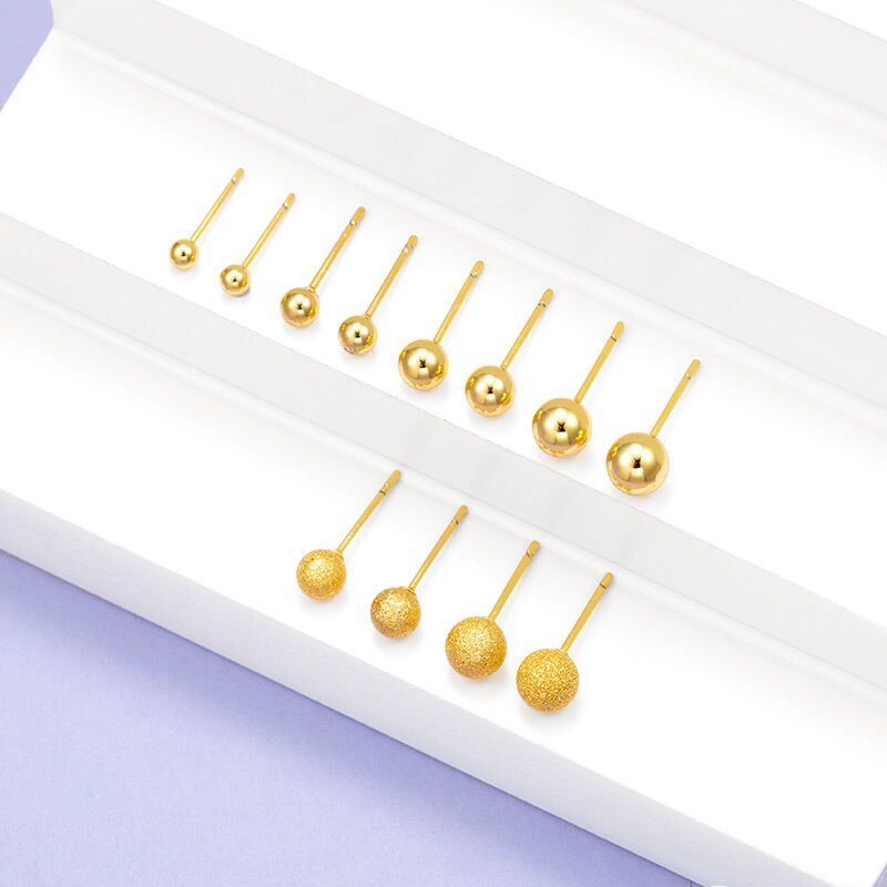 Серьги-пусеты Xuping Jewelry круглые мини, медный сплав с покрытием, глянцевые, от 2 до 8 мм