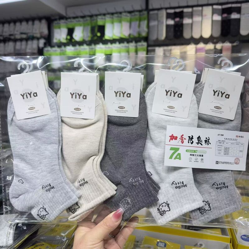 Женские спортивные носки-следки Yiya из хлопка, с мультяшным принтом, впитывающие пот, дышащие