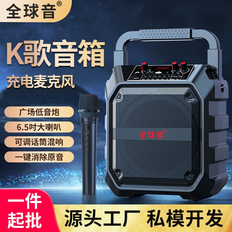 Портативная колонка Quanqiuyin M15 с Bluetooth 5.2 для караоке и улицы, 10 Вт, с микрофонами