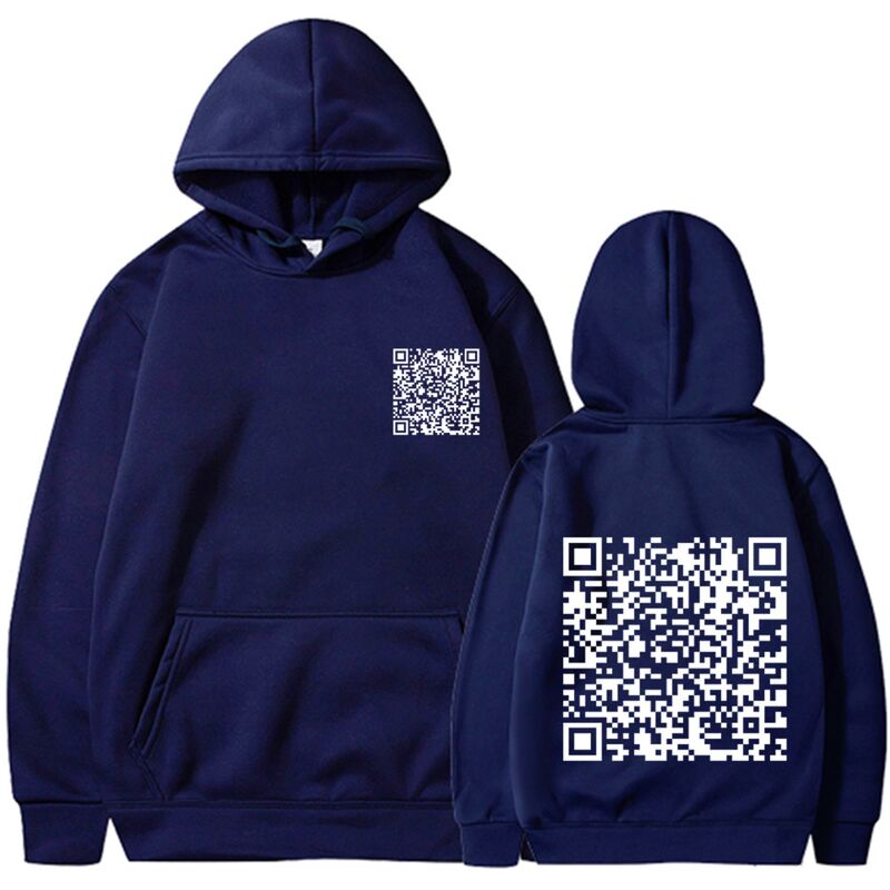 Утеплённое худи с шуточным QR-кодом, с начёсом, длинный рукав, полиэстер