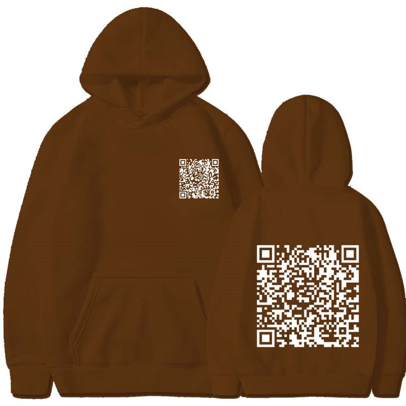Утеплённое худи с шуточным QR-кодом, с начёсом, длинный рукав, полиэстер