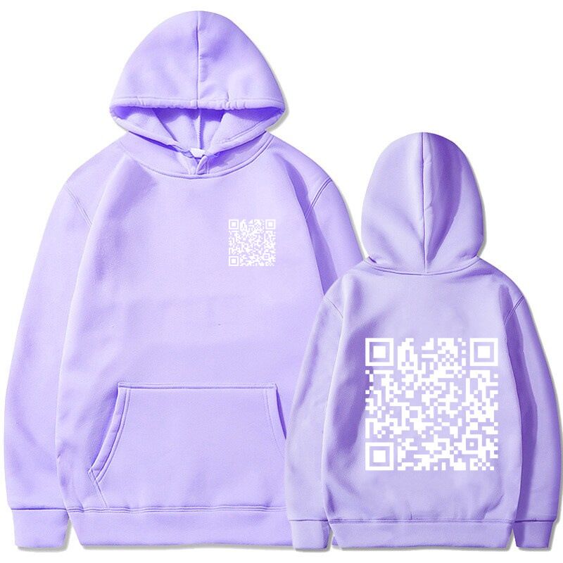 Утеплённое худи с шуточным QR-кодом, с начёсом, свободный крой, плотность от 400 г/м²