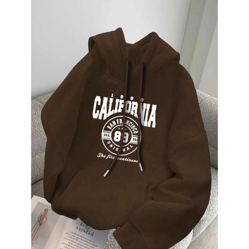 Худи с принтом San Francisco California, повседневное, прямой крой, полиэстер