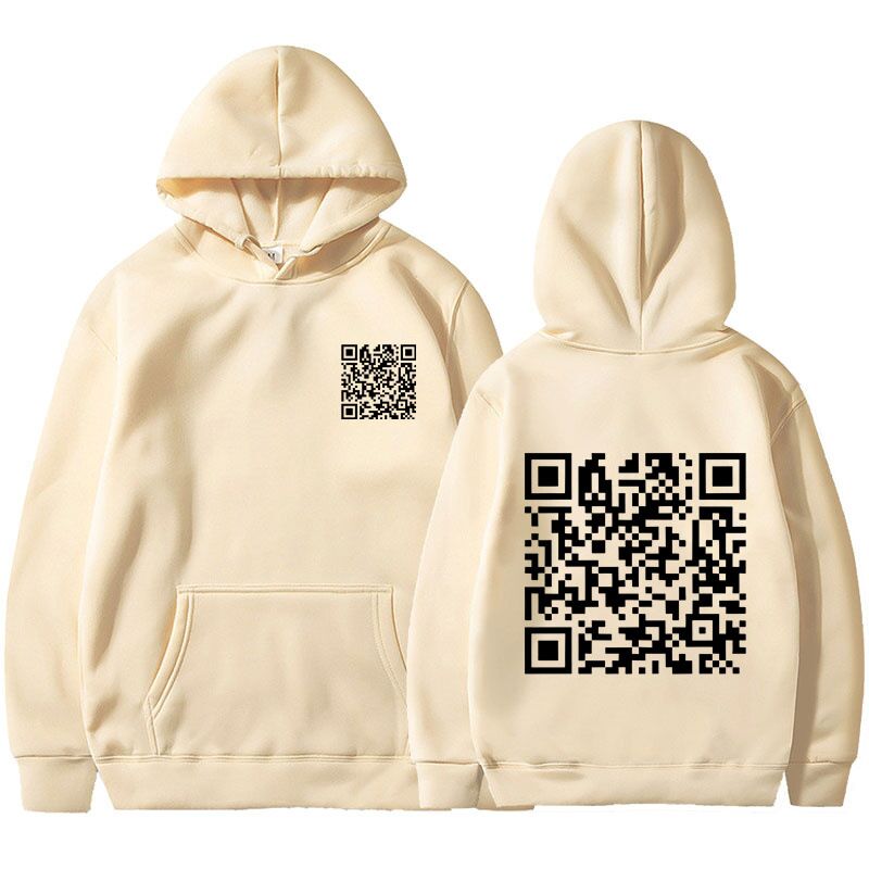 Худи с шуточным QR-кодом, с начёсом, свободный крой, плотность 240 г/м², длинный рукав