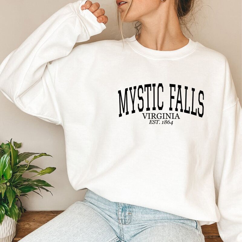 Свитшот Mystic Falls Virginia Est. 1864 Salvatore, свободный крой, длинный рукав