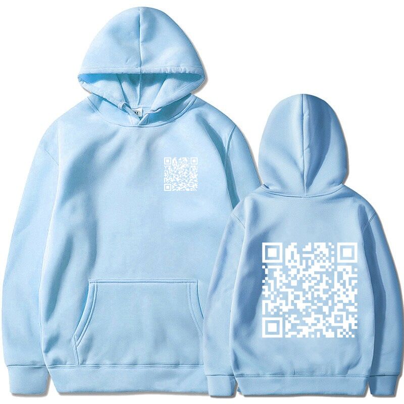 Утеплённое худи с шуточным QR-кодом, с начёсом, свободный крой, плотность от 400 г/м²