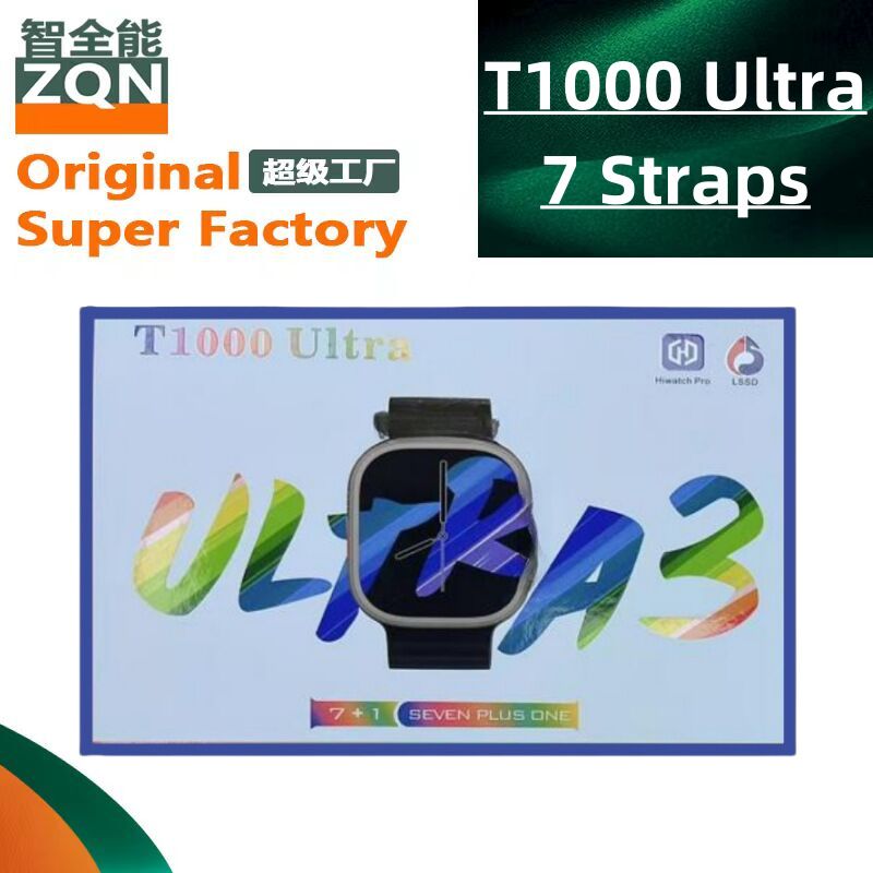 Смарт-часы Zhiquanneng T1000 Ultra в наборе с 7 ремешками, многоязычное меню, звонки по Bluetooth