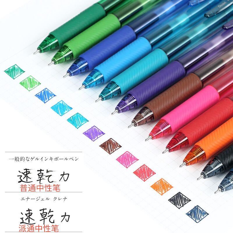 Гелевая ручка Pentel EnerGel BLN-105 автоматическая, игольчатый наконечник 0,5 мм, стержни LRN5, много цветов