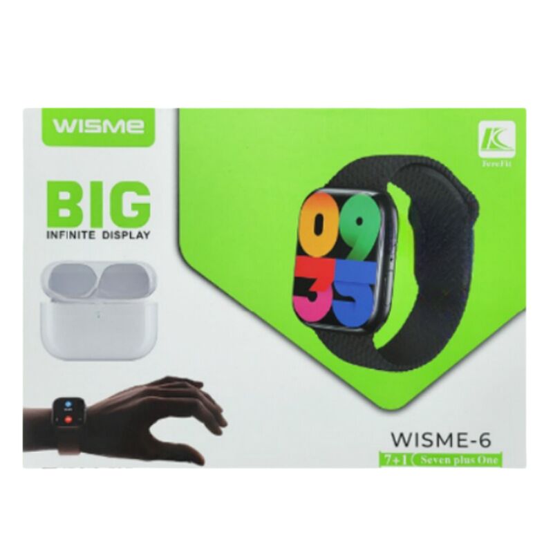Набор Zhiquanneng WISME-6: смарт-часы, 7 ремешков и Bluetooth-наушники, звонки по Bluetooth