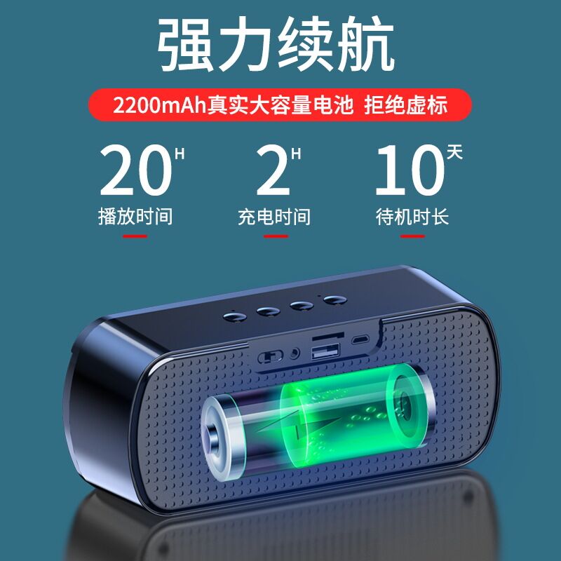 Портативная Bluetooth-колонка SADA A9, два динамика, FM-радио, карты памяти до 32 ГБ, 8 ч работы