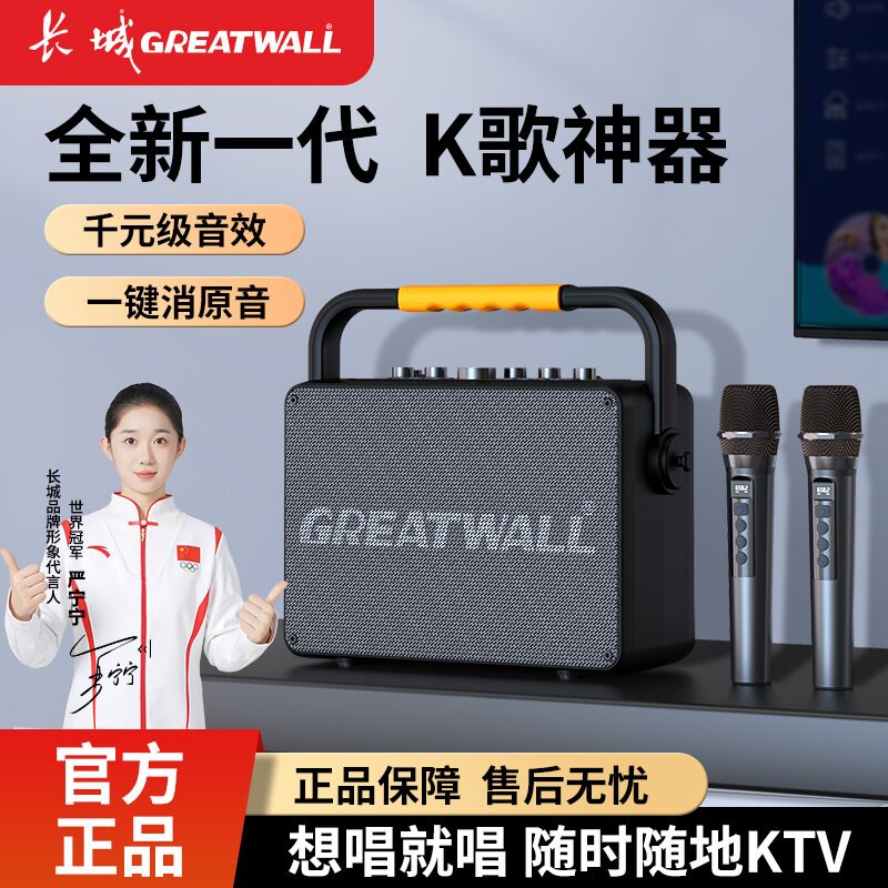 Портативная караоке-колонка Quanqiuyin Q9 с двумя микрофонами, 20–30 Вт, Bluetooth, аккумулятор