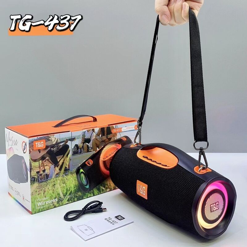 Портативная Bluetooth-колонка T&G TG437 с ремнём, 2 динамика, LED-подсветка, TWS, Bluetooth 5.3
