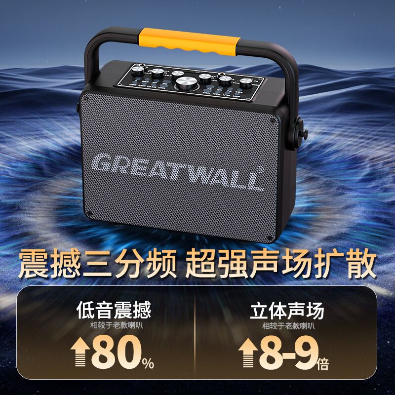Портативная караоке-колонка Quanqiuyin Q9 с двумя микрофонами, 20–30 Вт, Bluetooth, аккумулятор