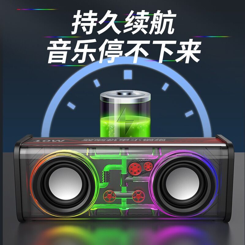 Прозрачная Bluetooth-колонка V8 в стиле меха с двумя динамиками, TWS, влагозащитой IPX7, 10 Вт