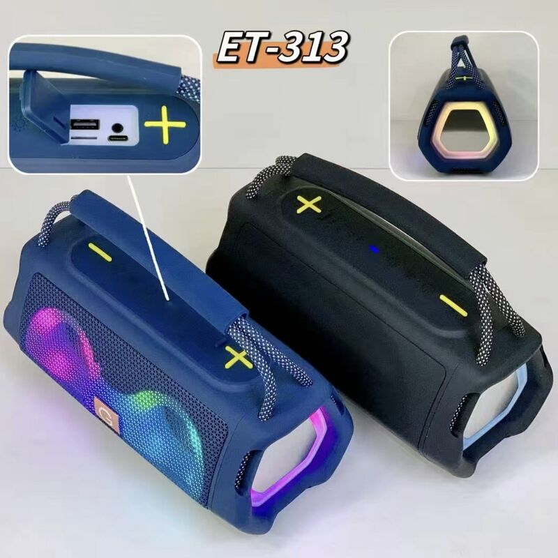 Портативная Bluetooth-колонка ET-313 с ручкой и RGB-подсветкой, 2 динамика, 10 Вт, FM-радио, слот TF