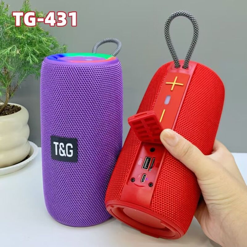Портативная Bluetooth-колонка T&G TG-431 с ручкой, TWS, 2 динамика по 8 Вт, RGB-подсветка, 2400 мА·ч