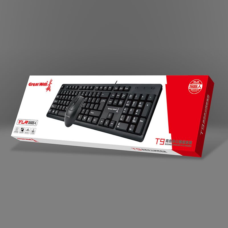 Проводной комплект клавиатура и мышь Great Wall T9, USB, 1200 dpi, для дома и офиса
