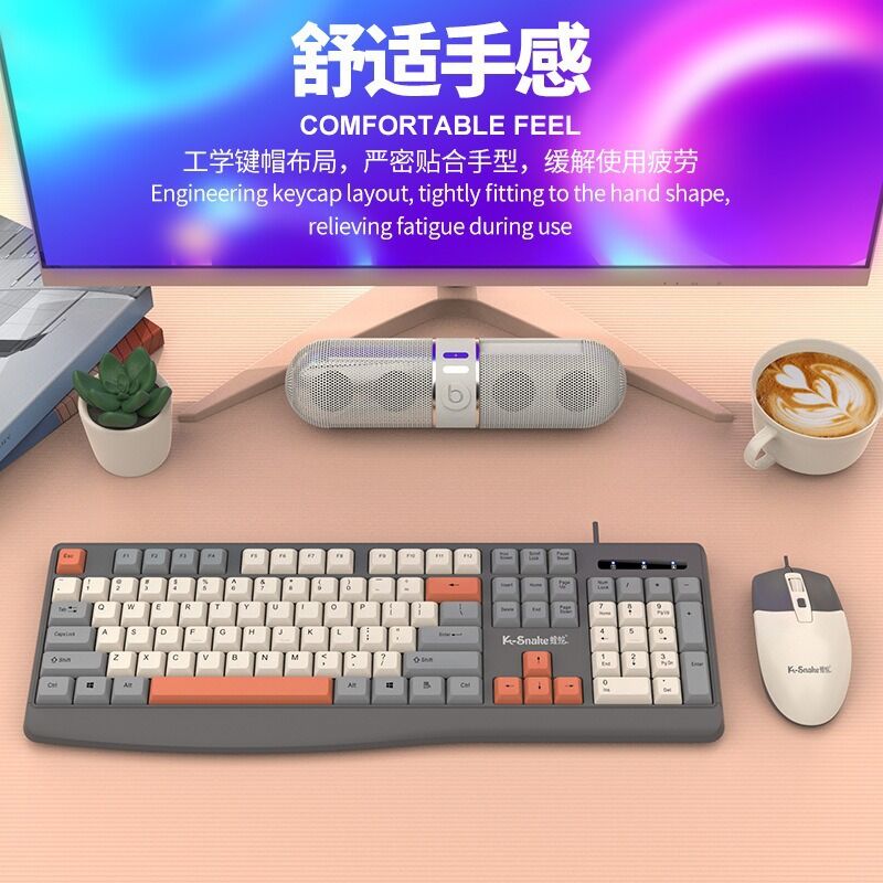 Проводной комплект клавиатура и мышь Viper KM300, USB, тихие клавиши, влагозащита, для офиса и ноутбука