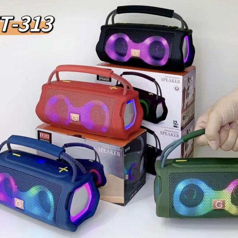 Портативная Bluetooth-колонка ET-313 с ручкой и RGB-подсветкой, 2 динамика, 10 Вт, FM-радио, слот TF