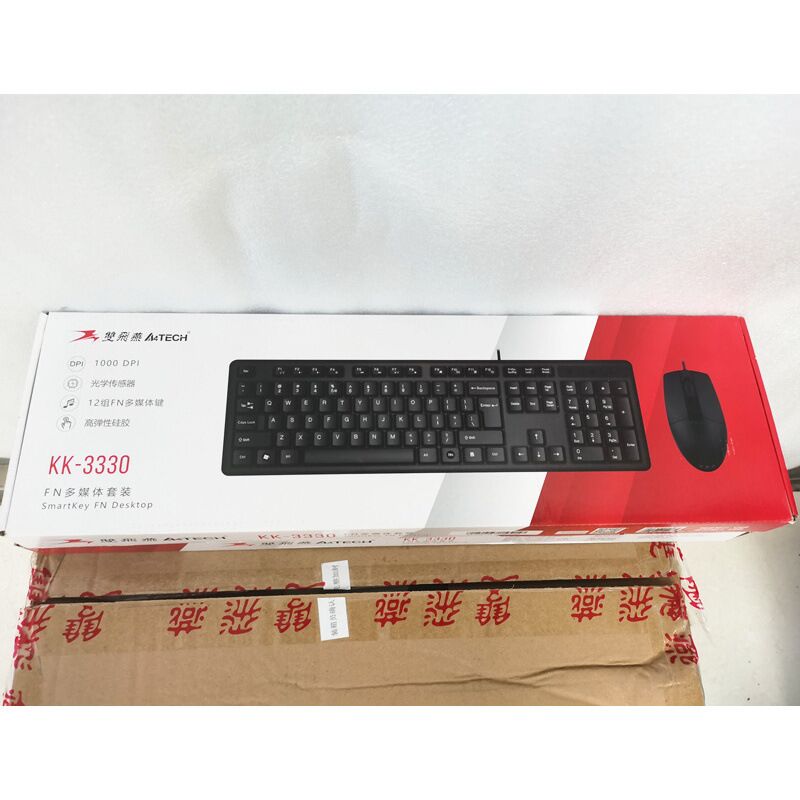 Комплект клавиатура и мышь A4Tech KK-3330, USB, проводной или беспроводной, 1600 dpi, для офиса