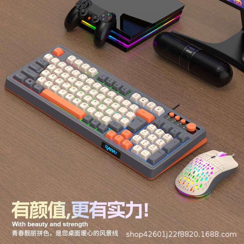 Проводной комплект клавиатура и мышь RAIKU K98/T98 с мультимедийной ручкой, USB, для офиса и игр