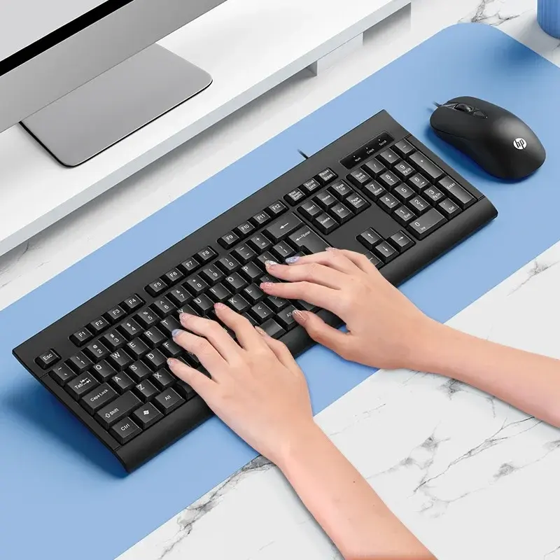 Проводной комплект клавиатура и мышь KM100 USB для офиса и дома, варианты Lenovo, AOC, Colorful