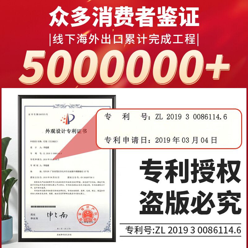 Квадратная светодиодная лампа Feichang Shiguang E27, поворотная, 6500K, 20–80 Вт