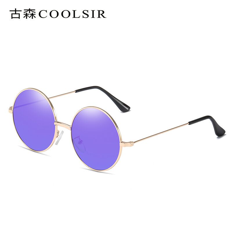 Солнцезащитные очки унисекс COOLSIR 8020 в стиле ретро, круглая металлическая оправа, поляризация, UV400