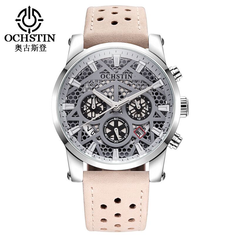 Мужские кварцевые часы OCHSTIN GQ067B с календарём и мировым временем, корпус 43 мм, водозащита 30 м