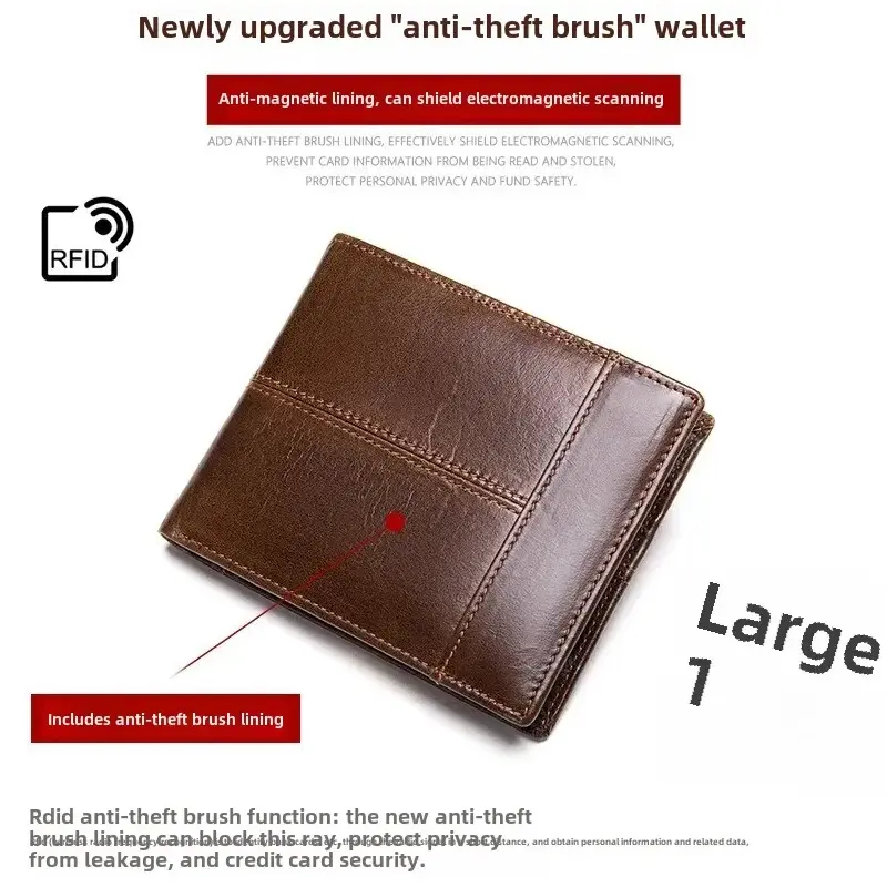 Кошелёк мужской короткий Malunte 8064 из натуральной воловьей кожи, RFID, 14 отделений для карт