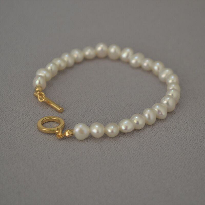 Браслет Miya Sophia Jewelry из речного жемчуга неправильной формы, 4,5–5,5 мм, OT-застёжка или карабин
